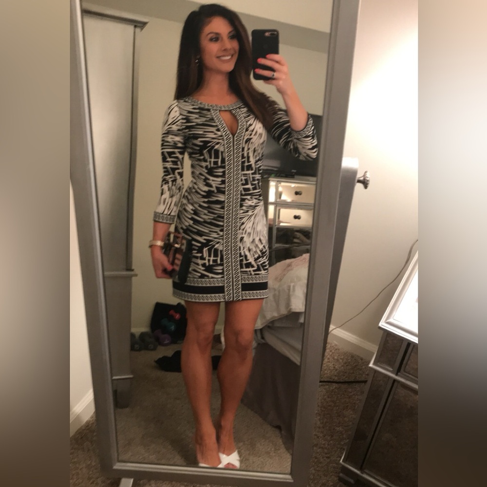 BCBGMaxAzria short, black and white dress